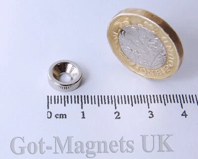 GOT-MAGNETS 10x3 mm N45 Neodymium Disc Magnet Central Hole Countersunk 3mm Hole