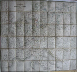 Post- Eisenbahn- und Reise-Karte Mitteleuropa grenzkolor Stahlstich 1857 Perthes - Bild 1 von 12