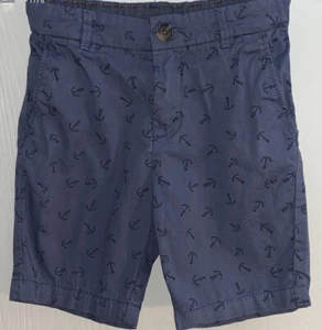 H&M Little Boy's Sz 4/5 Shorts Adjustable Waist Slate Blue Anchors Zipper Button - Picture 1 of 10