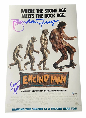 BRENDAN FRASER SEAN ASTIN SIGNED AUTOGRAPH 12X18 PHOTO ENCINO MAN BAS BECKETT Cover