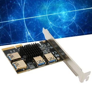 Pci‑E Riser Card Pci‑E X4 1 To 4 Pci Express 16X Slot Adapter Card Usb 3.0 A GFL - Picture 1 of 24