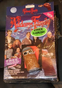 Ralston Cereal THE ADAMS FAMILY Cereal Empty Box With COUSIN FLASHLIGHT 1991 - Picture 1 of 2