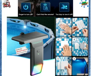 Luces solares para piscina solo para piscina sobre el suelo con marco de metal, luz de 4 modos de 10 colores - Imagen 1 de 10