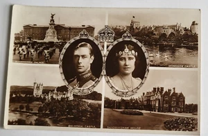 Vintage 1937 RPPC KRÖNUNG SOUVENIR KÖNIG GEORGE VI & QUEEN ELIZABETH ROYAL HOMES - Bild 1 von 2