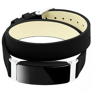 Correa de banda de cuero negra dos veces envolvente para Fitbit Inspire, HR e Inspire 2 Tracker - Imagen 1 de 8