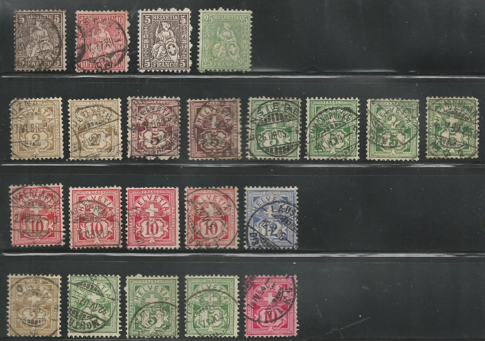 Switzerland - Lot of 22 early stamps - Scott no. 43 to 116 - Most used - Image 1 of 1
