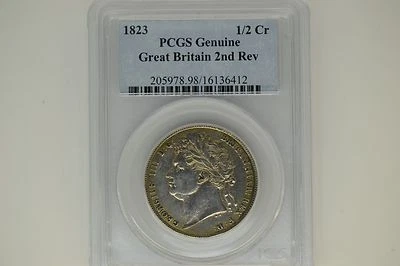 Great Britain: 1823 Half Crown- PCGS Genuine.  2nd Reverse.  AU - Image 1 of 3