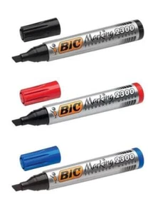 BIC Permanent Marker Stift 2300 DICK Keilspitze SCHWARZ / BLAU / ROT - Bild 1 von 13