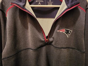 NEW ENGLAND PATRIOTS ANTIGUA MEN'S 1/2 ZIP PULLOVER SHIRT BLUE MEDIUM NFL - Picture 1 of 4