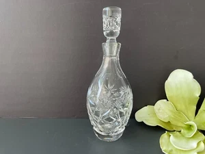 Bohemian Pinwheel Star 11" Crystal Cut Glass Decanter w/Column Stopper - Picture 1 of 12