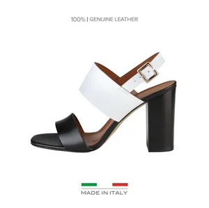 Made in Italy Manuela Sandals - Black-White, Size: 7 (Australia) - Picture 1 of 5