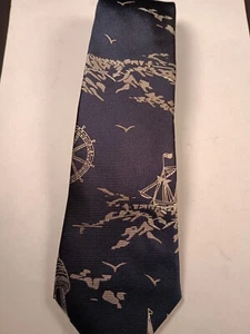 Lands End Silk Nautical Tie Blue White - Picture 1 of 10