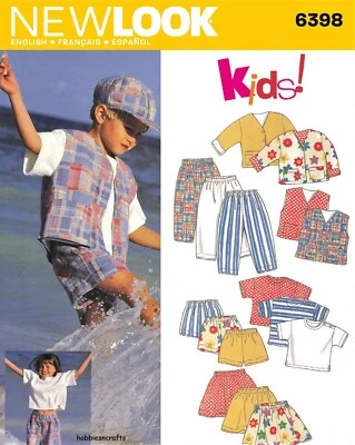 NEW LOOK 6398 UNISEX CHILD'S SEPARATES Sewing Pattern Tops Pants Shorts Skirts - Image 1 of 3
