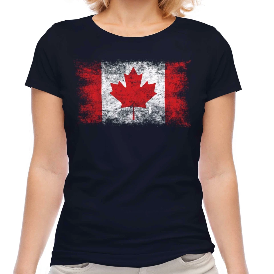 CAMISETA DE SEÑORA BANDERA CANADÁ ANGUSTIADA CAMISETA DE FÚTBOL CANADIENSE REGALO Foto 1 de 1