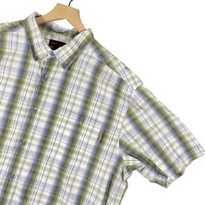 Wolverine Men's  Short Sleeve Button Up Shirt XXL Tall Plaid Blue Green White - Picture 1 of 10
