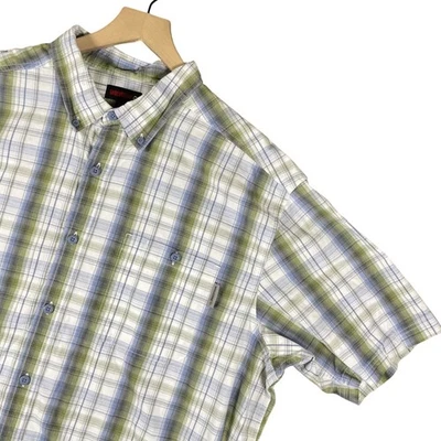 Wolverine Men's  Short Sleeve Button Up Shirt XXL Tall Plaid Blue Green White - Image 1 of 4