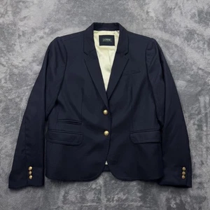 J Crew Blazer Womens 6 Navy Blue Gold Button Wool Blend Lined Classic Style - Picture 1 of 14