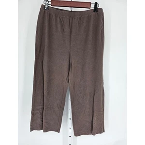 Charter Club Women's Taupe Cotton Blend Suede Capri Trousers Size M - Picture 1 of 4