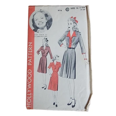 Vintage 1940s Sewing Pattern Origina: Dress Janet Blair Hollywood Pattern 976 - Image 1 of 4