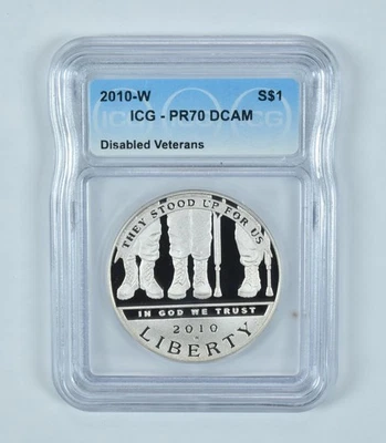2010-W Disabled Veterans Commemorative Silver Dollar PR70 DCAM ICG *1518 - Image 1 of 4