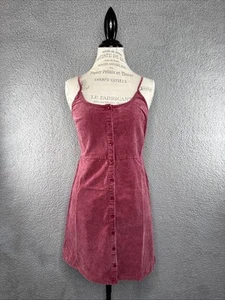 Sadie & Sage Lightweight Washed Cherry Corduroy Button Down Midi Dress Sz M NWT - Picture 1 of 15