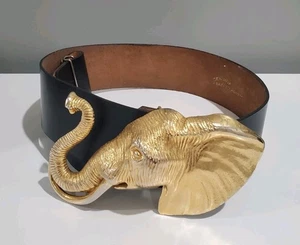 Vintage Accessocraft NYC Elefant Gürtelschnalle mit original 2" breitem Wildledergürtel - Bild 1 von 14