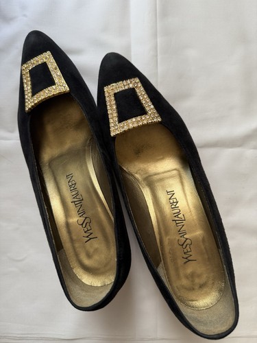 SAINT LAURENT (YSL) Decolte con tacco Yves Saint Laurent nere scamosciate taglia 6 5 stile classico elegante