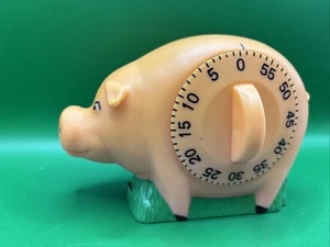 Vintage Orange Pink 3.5" Pig Cook Timer Egg Timer - Timer Works, Alarm Untested - Picture 1 of 9