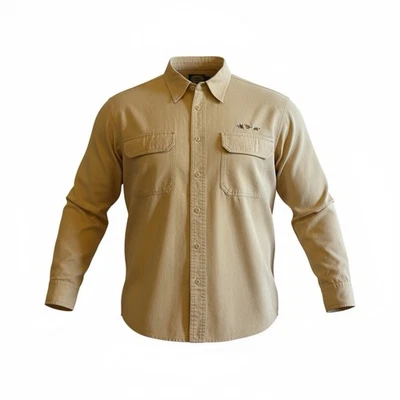 Cabela's Shirt Men's XL Tannish Yellow Embroidered Fishing Flies Casual Sporting - Image 1 of 4