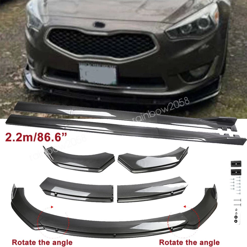 For Kia Cadenza K3 K4 K5 Front Bumper Lip Splitter Side Skirt Carbon Fiber Style Foto 1 de 4