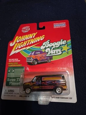 1977 FORD ECONOLINE 150 Johnny Lightning Boogie Vans 2002 Black Flames 1:64 New - Image 1 of 4