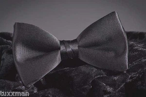 Quality New Men's Adj.Banded Black Bow Tie Tuxedo Satin Pre Tied Made in USA - Picture 1 of 1