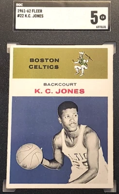 1961 FLEER #22 K.C. JONES SGC 5 EX RC ROOKIE HOF - Image 1 of 3