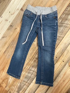 Justice Girls 7S Blue Gray Jeans Stretchy Denim Pants Pull On Drawstring Bottoms - Picture 1 of 9
