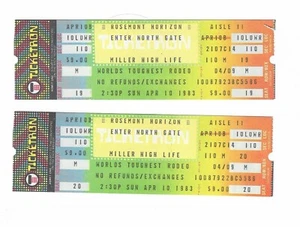 Worlds Toughest Rodeo Unused Rodeo Tickets from 4/5/1984 - Imagen 1 de 2