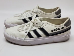 adidas Nizza Men's Size 8 White Canvas Sneakers Shoes LYV029001 3 black stripe - Picture 1 of 9