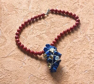 Collar, coral, citrino, plata, diseño FLAMERE - nobles sueños - Imagen 1 de 1