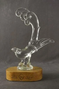 Vintage Glass HEISEY Crystal Elegant Animal ASIATIC PHEASANT Bird Mounted 1957 - Picture 1 of 7