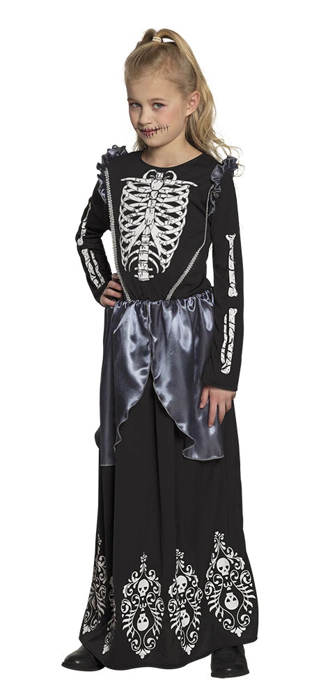 Sunny Fashion Mädchenkleid – Blau Mit Rosa Blume, Karo, Puffärmeln & Fliege Für Halloween Oder Party (Gr. 110–146)