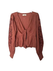Urban Outfitters Rost Oberteil mit Bindeband vorne Boho Bauer Größe M - Bild 1 von 7