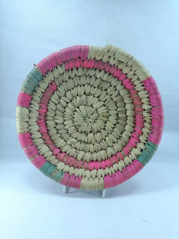 Moroccan Berber Tribal Wicker Straw  Bread Centerpiece Basket Cover