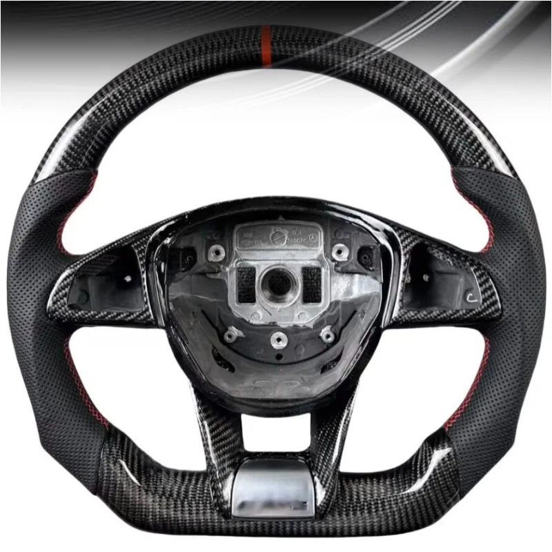 Carbon Fiber Steering Wheel For Mercedes-Benz CLS 2014-2018 CLS63 AMG Black&Red - Image 1 of 4