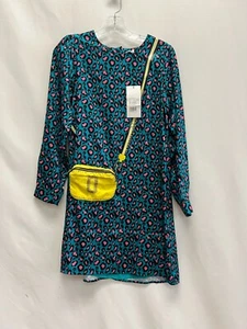 MARC JACOBS Green Pink Leopard Print Satin Dress Size 12 Youth - Picture 1 of 4