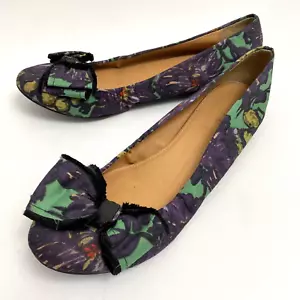 J Crew Floral Print Ballet Flats Shoes Italy Size 8.5 Womens Shoes - Picture 1 of 16