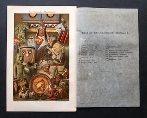 1902 Original Cromolitografia ANTICHITA AMERICANA Tav I  Meyers. - Foto 1 di 1