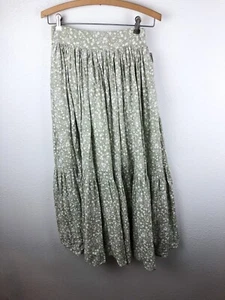 Mable Womens Tiered Maxi Skirt SZ M Sage Green Floral Cottage Core Boho A6 - Picture 1 of 6