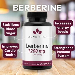Berberine Supplement 1200 mg Serving HCI LUMA NUTRITION Balance Blood Sugar - Picture 1 of 7