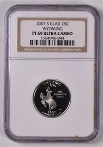 2007-S Clad Wyoming State Quarter - NGC PF69 ULTRA CAMEO - Picture 1 of 2