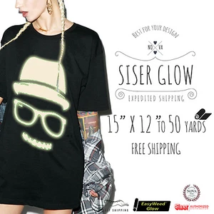 Vinilo de transferencia de calor Siser Easyweed Brilla en la oscuridad 15" x 12", 1,3,5,10,25 y 50 yardas - Imagen 1 de 9