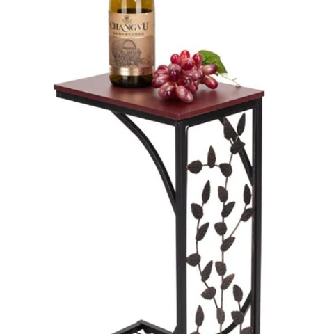 54*30.5*21CM Leaf Pattern Iron Side Table Coffee Table Brown Cover